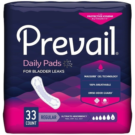 Prevail Daily Pads Ultimate Bladder Control Pad, 16in Length, 33PK PV-923/1